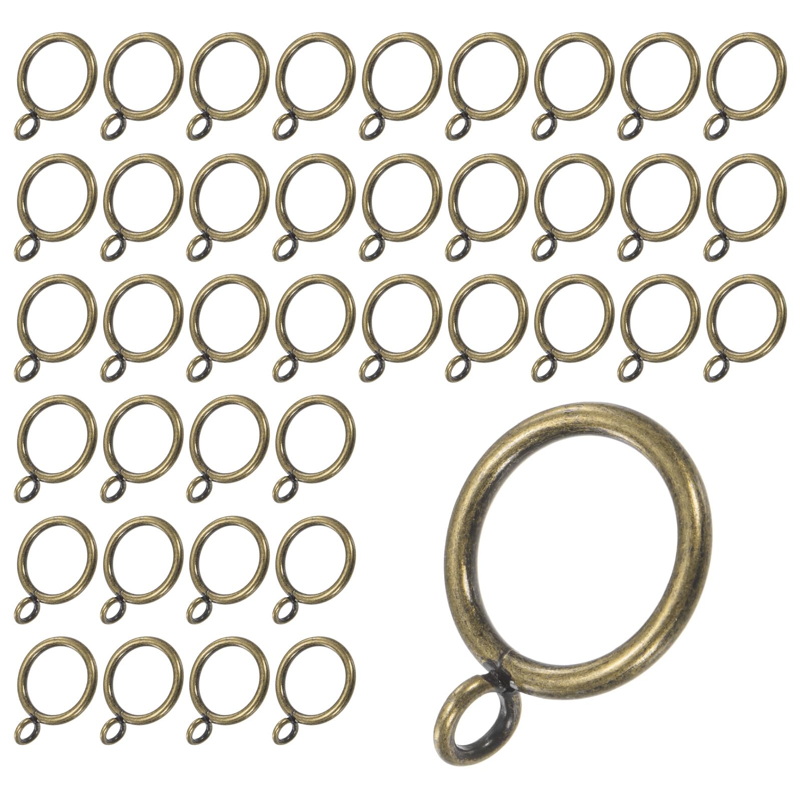 

METERXITY Green Bronze Curtain Rings with Metal Curtain Rod Inner Diameter Drapery Rings for Hanging and Towels 40-Pack Eyelets, Rust-Resistant Rings,