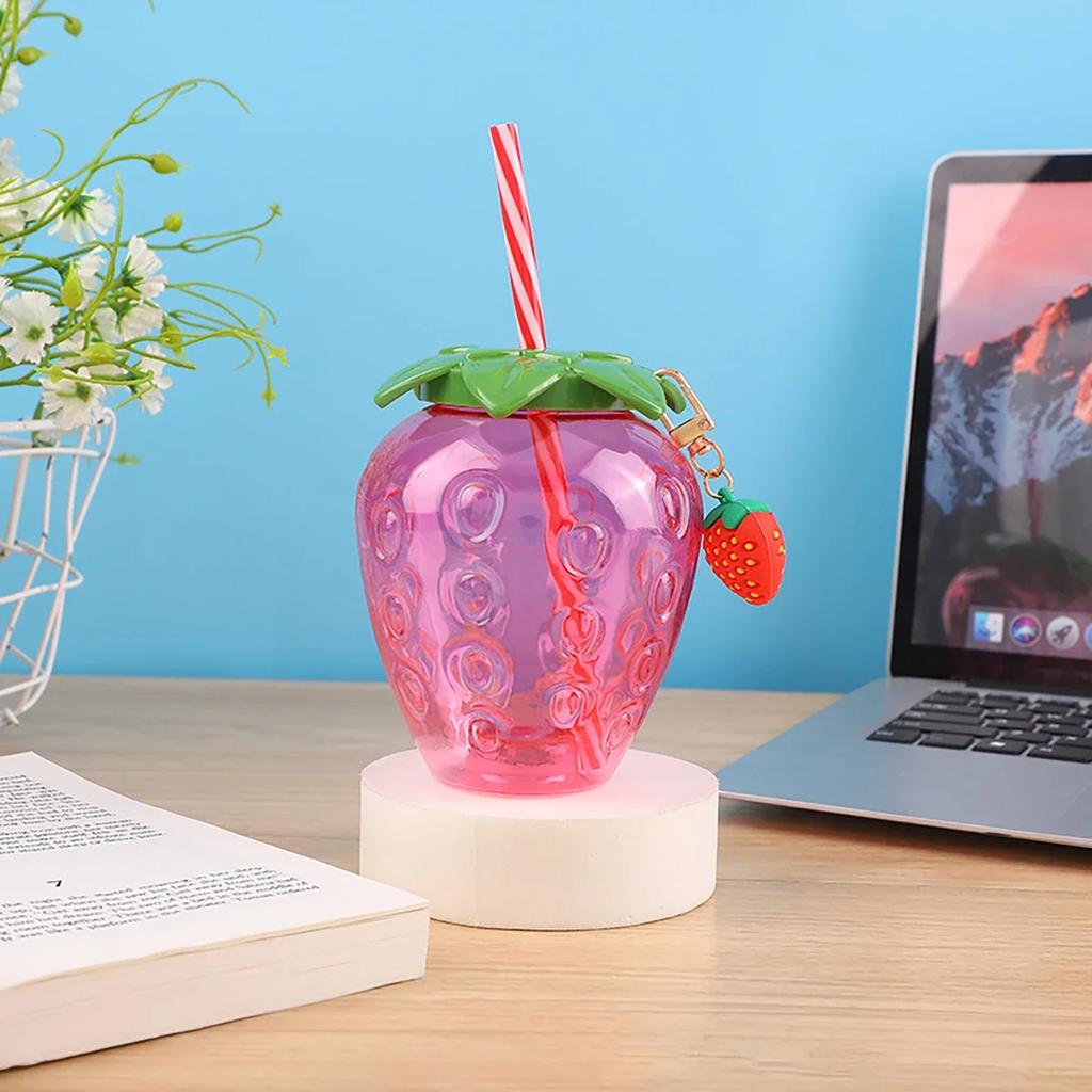 1pc-Strawberry Cup Water Bottle Coffee Glass Glassware Cups Drinking Tumbler Hawaii Cold Drinking Cup Juice Bottle For Kids