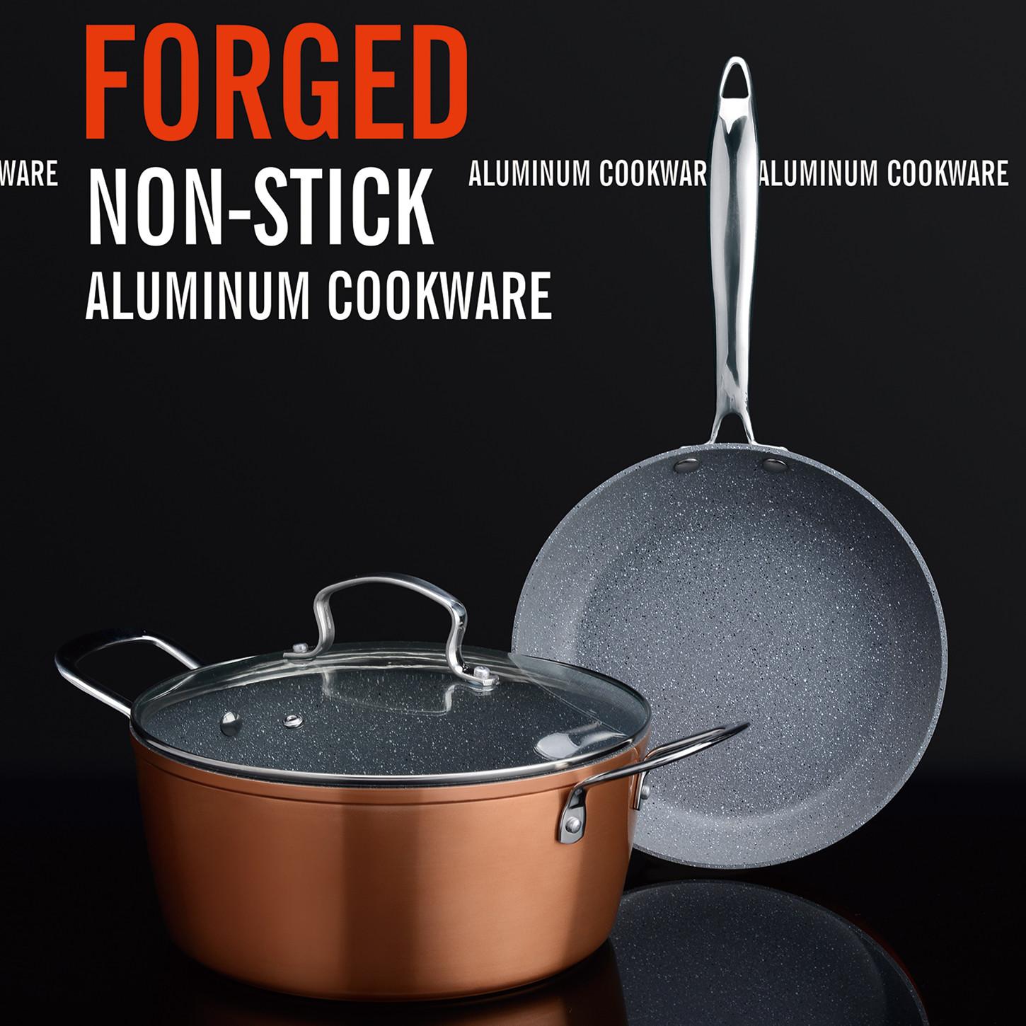 8Pcs Forged Aluminium Copper Cookware Set, Non Stick Cookware Set