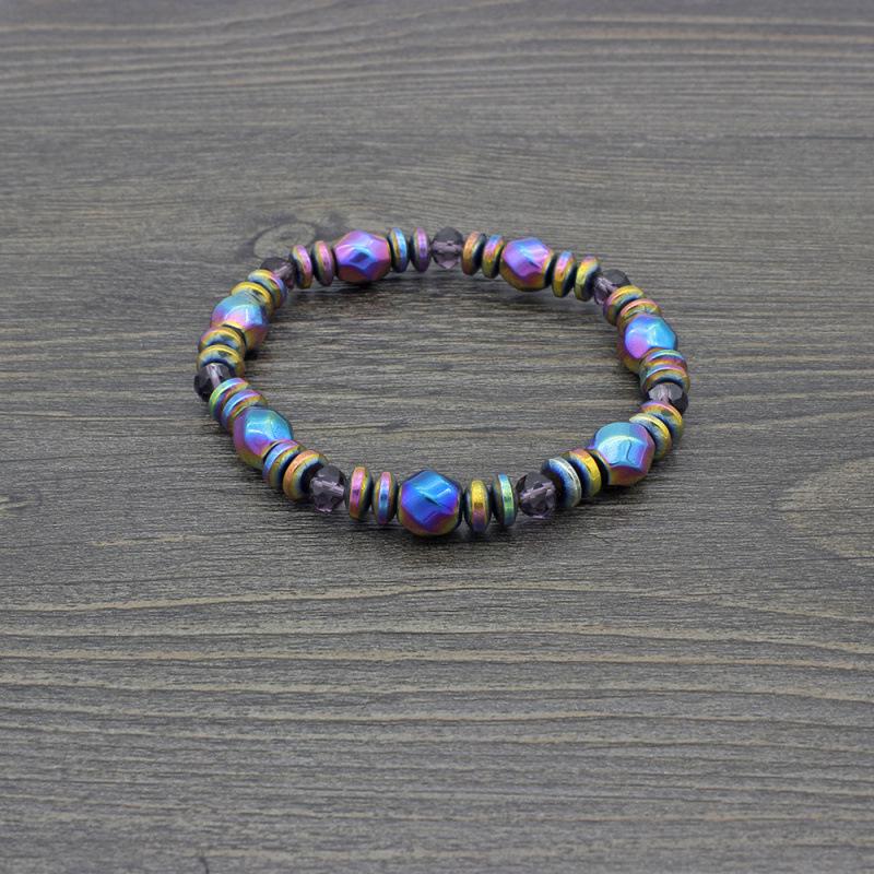 2018 Multicolor Electroplated Magnetic Hematite Health Bracelet