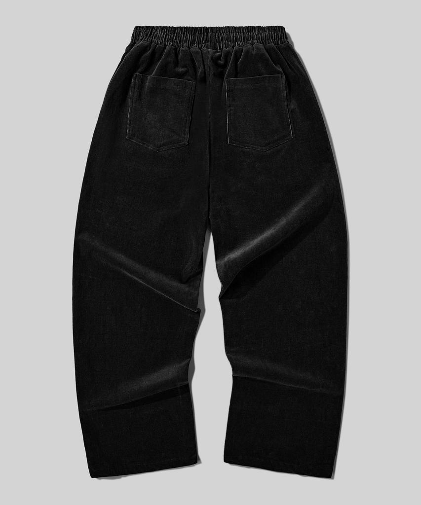 Beodeonteu Basic Wide Corduroy Elastic Pants [Black]