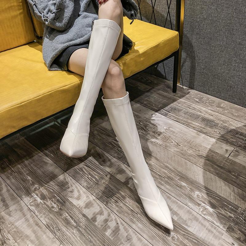 Long Tube High Heel Boots Women's Autumn and Winter New Side Zipper But Knee Knight Boots Stiletto