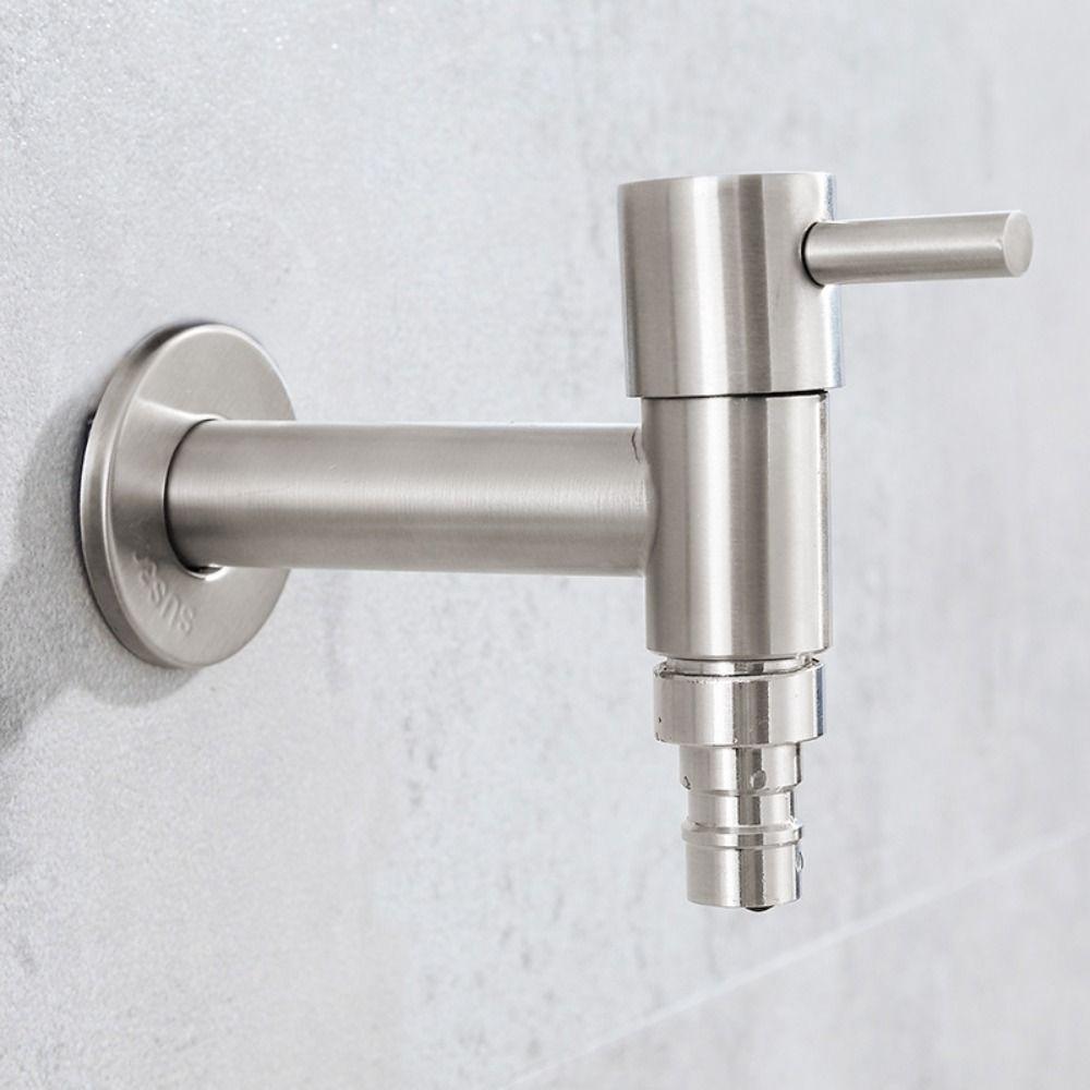 304 Stainless Steel Washing Machine Faucet T Shape Single Cold Faucet Washbasin Water Tap  Bathroom