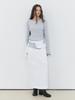 Etmont Belt Pintuck Long Skirt, White