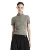 Teulimingbeodeu Ribbed Half-Zip Knit Top [ Gray ]