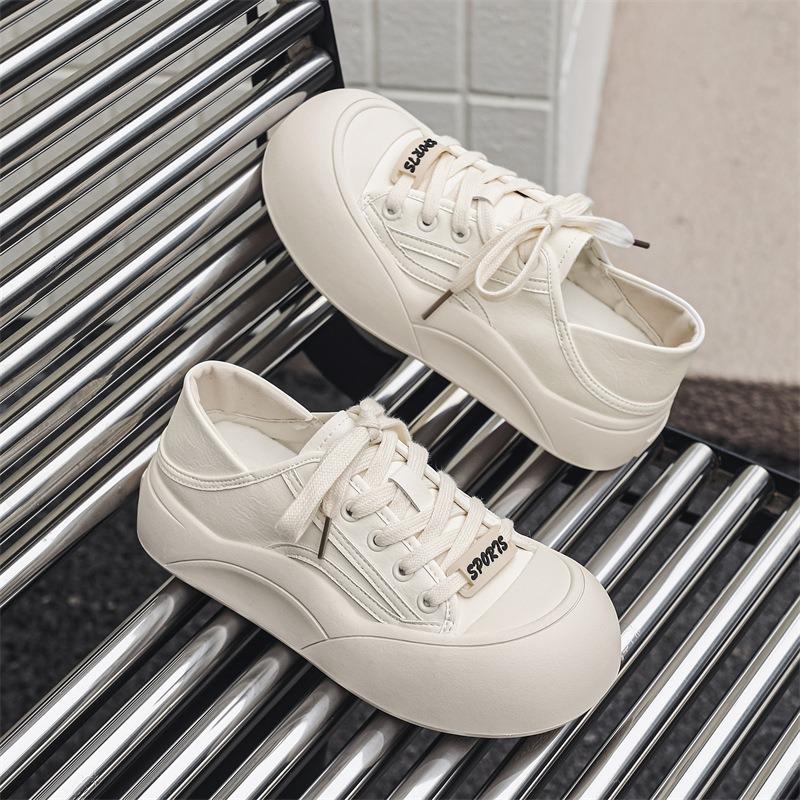 Women's casual shoes platform bread shoes women's spring new lightweight board shoes round head white shoes