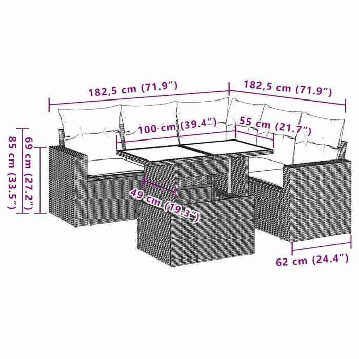 VidaXL Salon de jardin 6 pcs avec coussins noir résine tressée 3267266