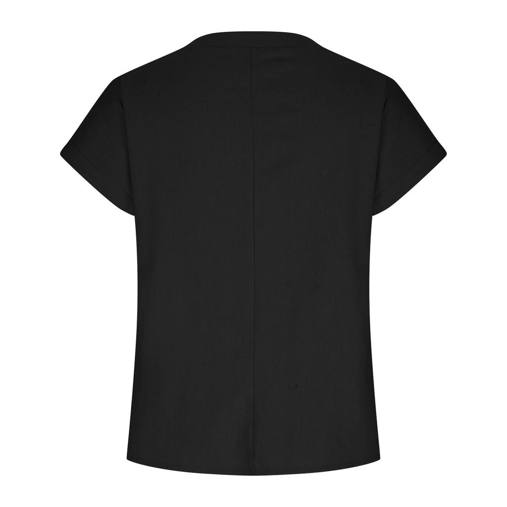 Women's Fashion Solid Color V-neck Daily Versatile Short Sleeved Shirt Top