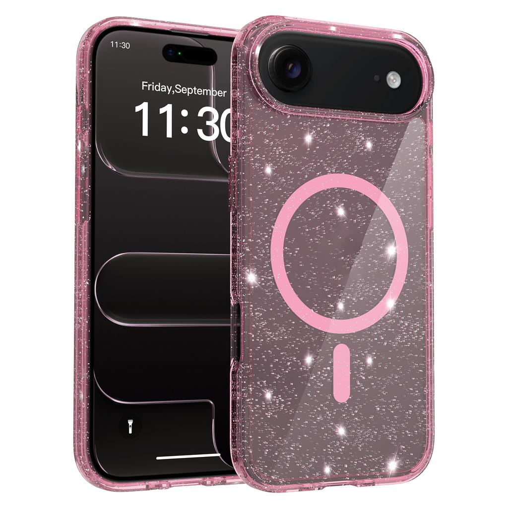 For iPhone Air Magnetic Case Glitter Design TPU PC PET Drop Proof Phone Cover