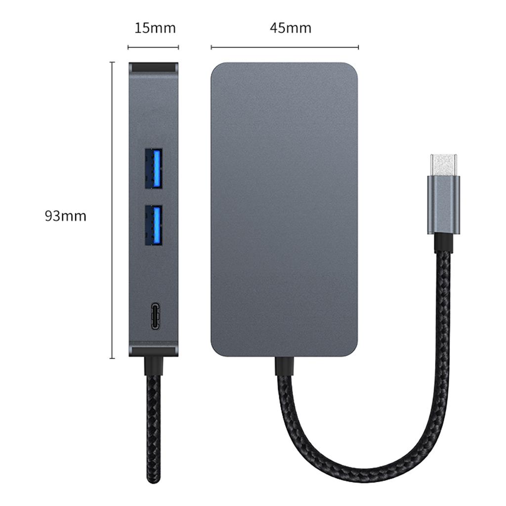 6 in 1 TYPE-C to RJ45 Gigabit USB 3.2 HDMI PD100W Interface Hub Adapter Dock