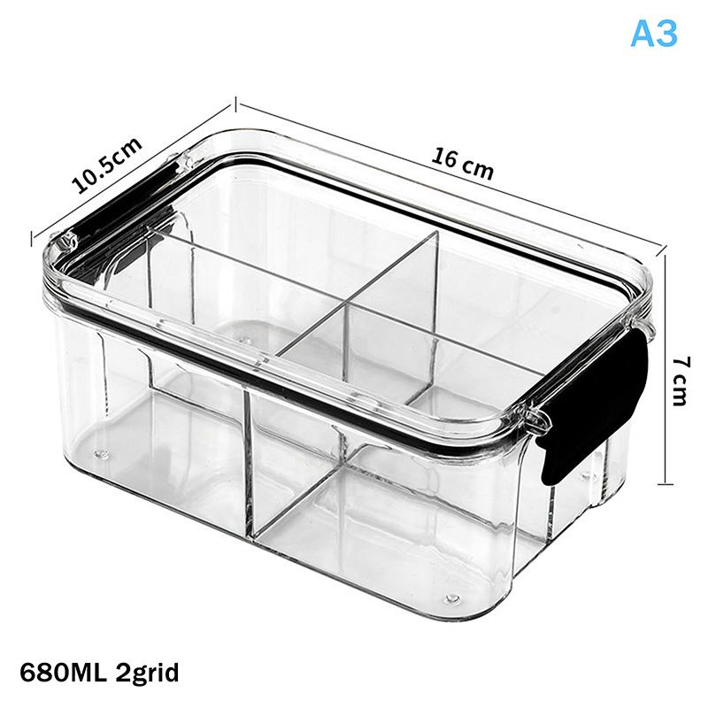 Герметичный пластиковый контейнер для хранения продуктов с разделителями, пустые банки из-под хлопьев, конфет, сухих продуктов, специй с крышкой, контейнер для хранения в холодильнике. A3