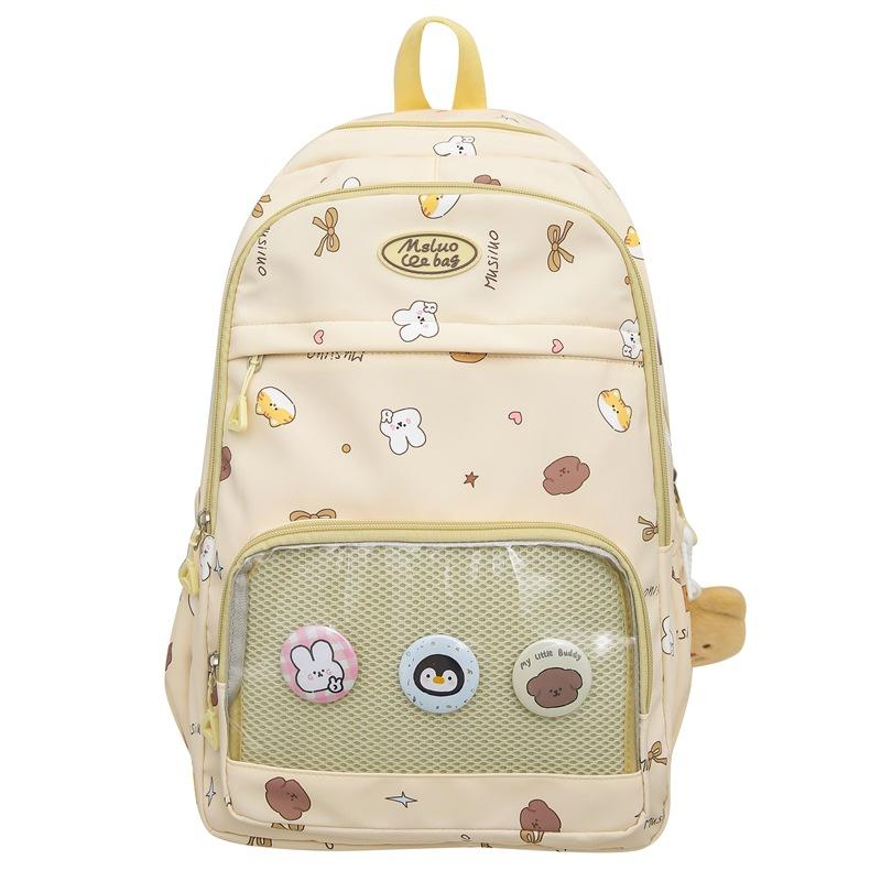 Schoolbag High-value schoolbag Female college student Cute transparent pain bag Large capacity computer backpack Versatile junior high school backpack