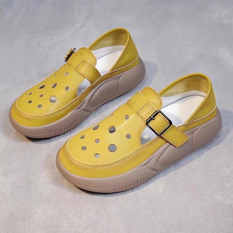 Leather retro bag head sandals 2025 summer wear new fashionable cool slippers non-slip breathable hollow mother shoes