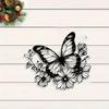 Modern Butterfly & Flower Metal Wall Art, Weather-Resistant Garden Decor, Elegant Holiday Gift