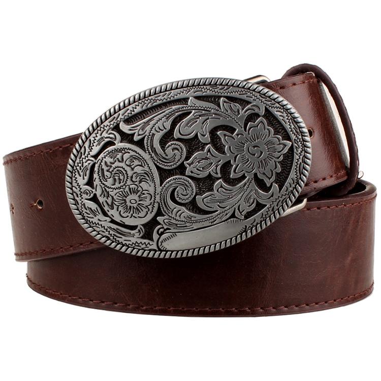 Retro Women Belt Metal Buckle Weave Arabesque Floral Pattern Belts Jeans Trend Punk Rock Decoration Waistband Gift For Women