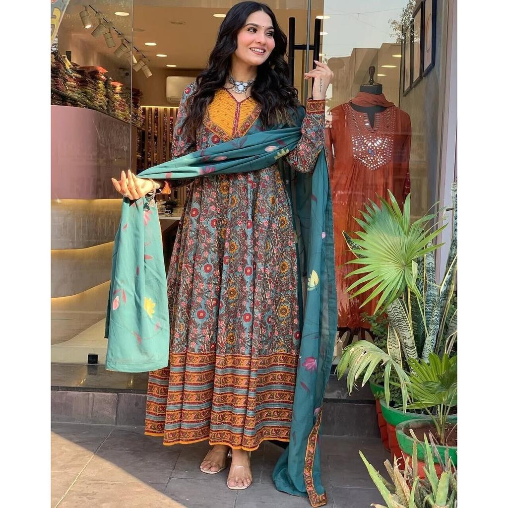 Indian Pakistani Anarkali Salwar Suit Kurti Pant Dupatta Set Women Party Wear SC-1836a