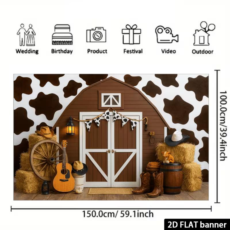 Dwuwymiarowa Dekoracja Tła na Urodziny w Stylu Wiejskiego Cowboya i Stodoły