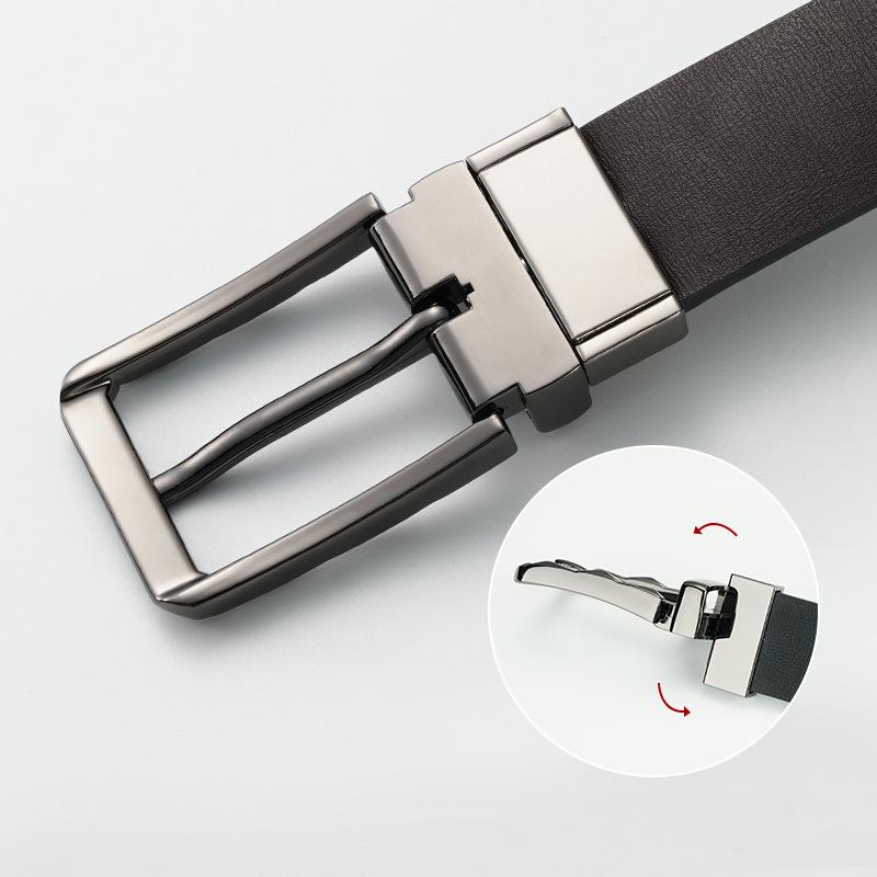 Belt for Men Rotatable Pin Buckle Leather Trousers Belt for Middle Aged and Young Men's Versatile Belt for Men