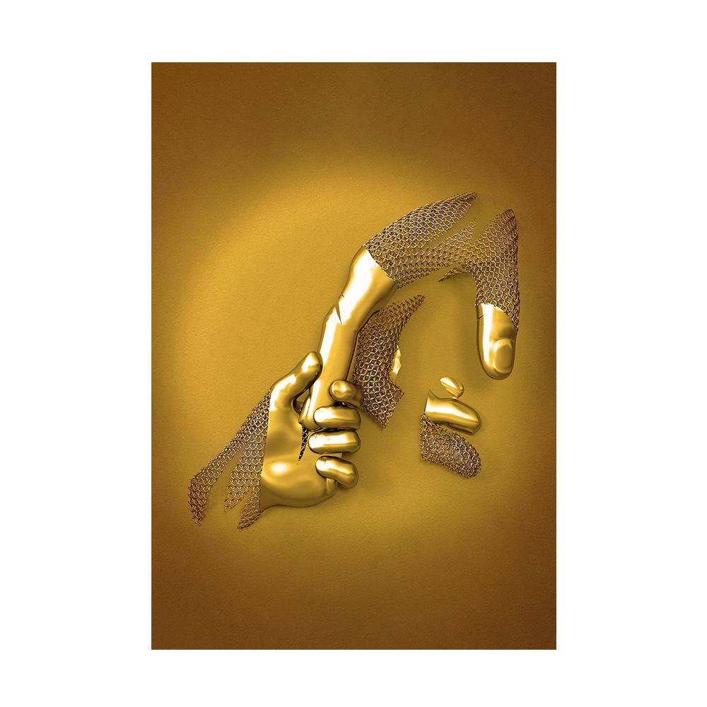 Gold and Silver Figure Statue Canvas Painting Poster Prints Romantic Lovers Pictures Modern Wall Art Home Decor