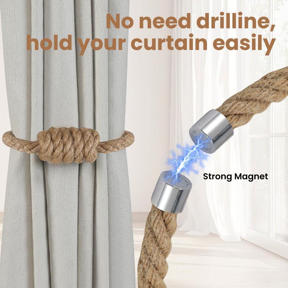 2 Pack Creative Magnetic Curtain Tiebacks Rope Knot Curtain Tiebacks Curtain Holdbacks  Home Decor