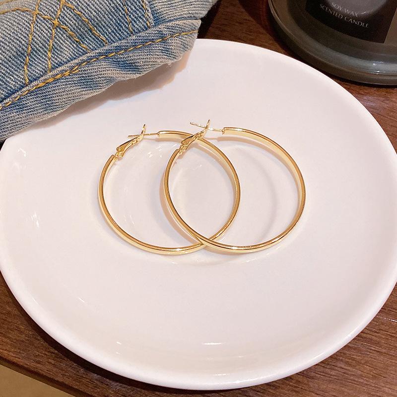 Meier Metallic hoop earrings - statement big circle earrings - hot selling earrings