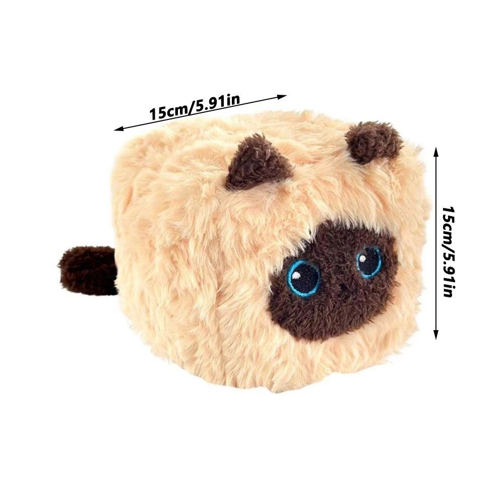 PP Cotton Cat Plush Doll Toy Square Cat Shape Stuffed Cat Toy Siamese Plush Doll Home Decoration