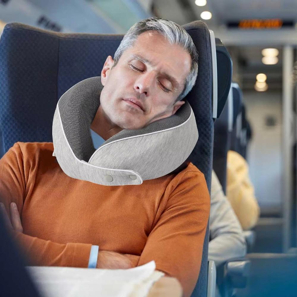 Portable Breathable Fabric U-shaped Pillow Foldable With Storage Bag Neck Pillow Slow Rebound Travel Pillow Train