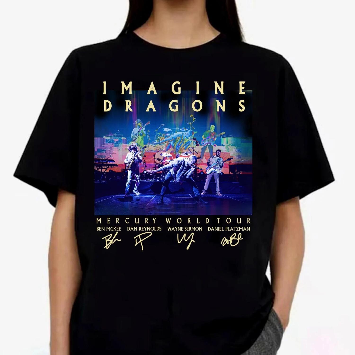 

Rock Band Imagine Dragons Vintage T-shirt Men and Women Summer Cotton Clothing Casual Fashion Short Sleeved Tee Streetwear S чёрный