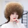Nuovo stile invernale da donna cappello di pelliccia di volpe soffice sovietico femminile all'aperto berretto caldo cappelli di pelliccia da neve 2 code vera pelliccia di volpe cappelli da bombardiere freddi
