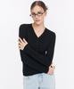 VANILLAKNIT Time Button V-Neck Ribbed Knit