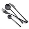 16Pcs/Set Matte Black Tableware Set 304 Stainless Steel Cutlery Knife Fork Spoon Dinner Set Brunch Dinnerware Kitchen Flatware