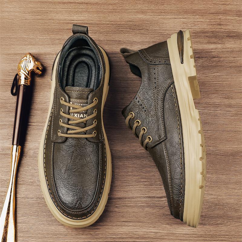 

Мужские кожаные туфли в британском стиле, роскошные, на толстой подошве, модные оксфорды, весна-осень, новые, на шнуровке, нескользящие, уличные кроссовки, мужская обувь 45 хаки