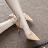 Nude High Heels Women's Spring and Autumn New Thin Heels Celebrity Temperament Patent Leather Side Empty Sexy Red Sole Shoes Single Shoes