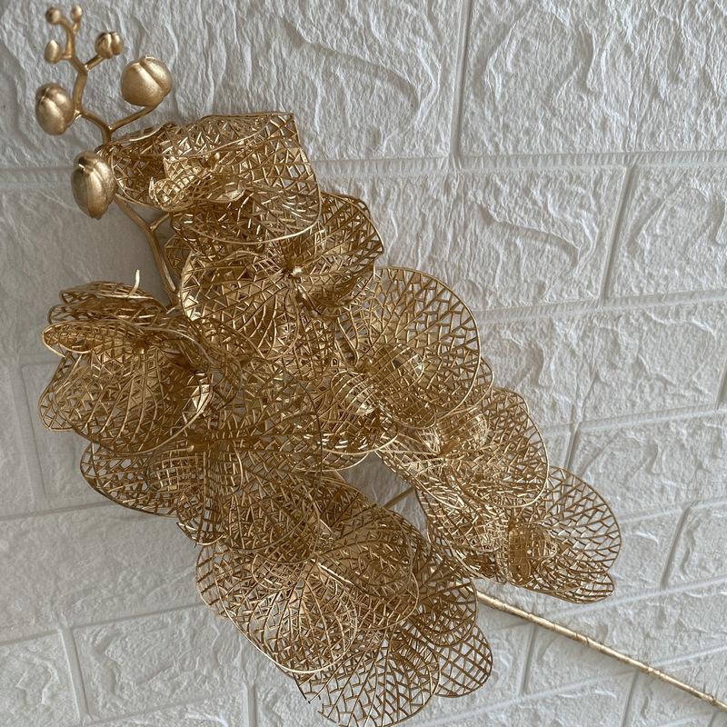 Artificial Golden Eucalyptus Hydrangea Fan Leaf Fake Flower Wedding Photography Home Hotel Ginkgo Leaves Plant Accessories Decor