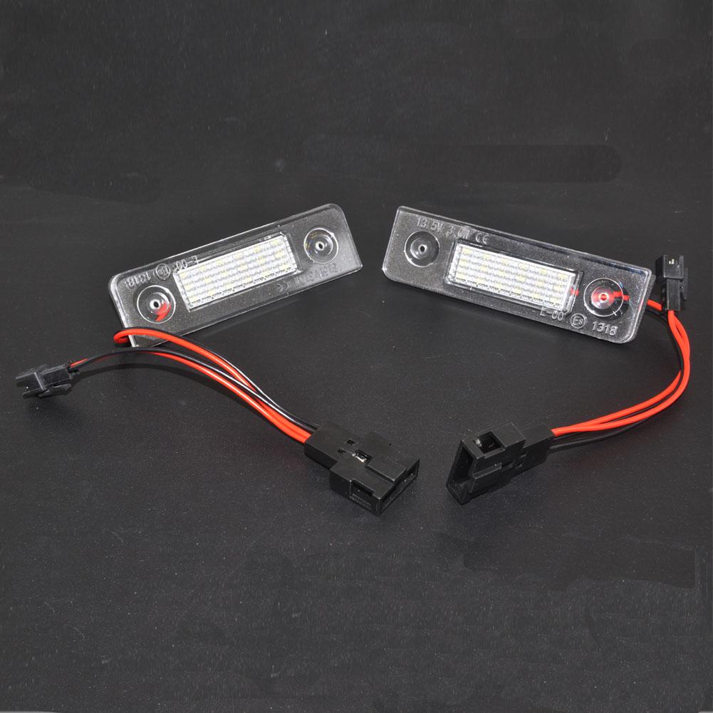 2X Car White Canbus Flawless LED License Plate Light for Skoda
