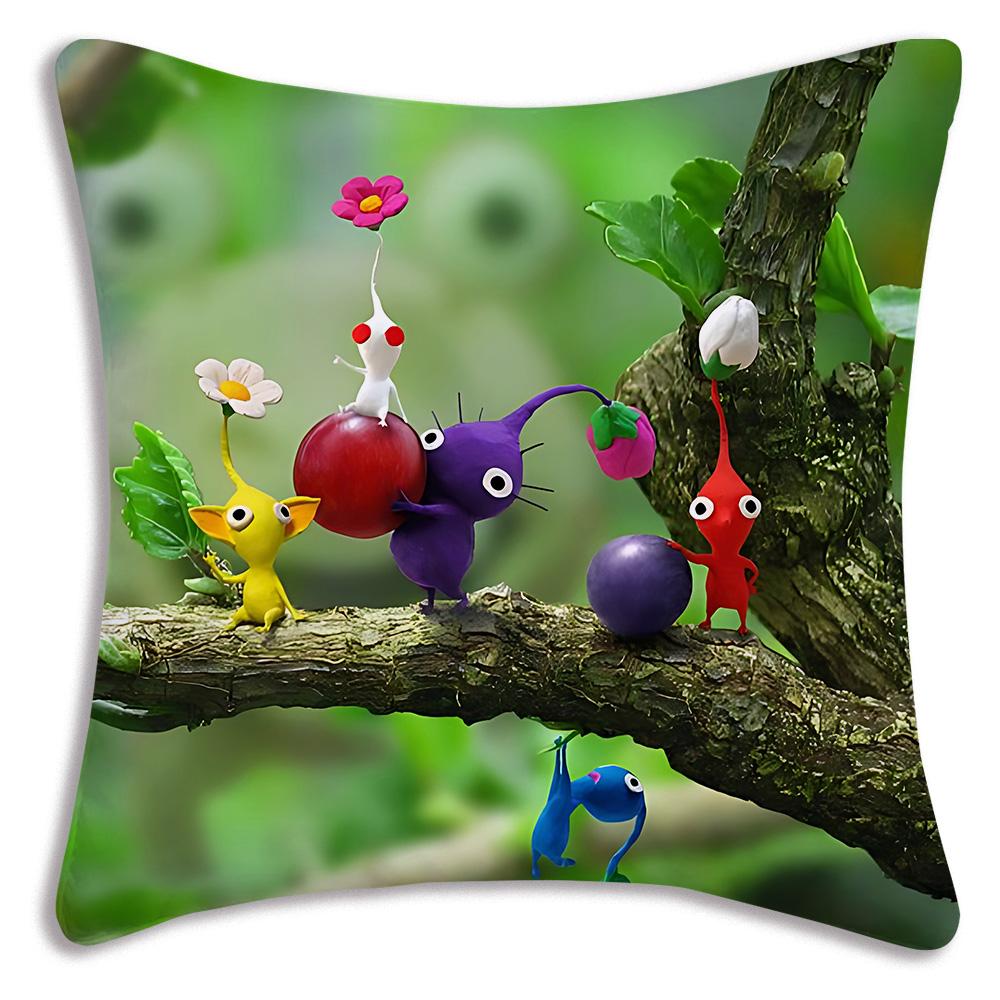 Cartoon Hey For Pikmins Pillow Covers Cartoon Sofa Decorative Home Double-sided Printing Short Plush Cute Cushion Cover