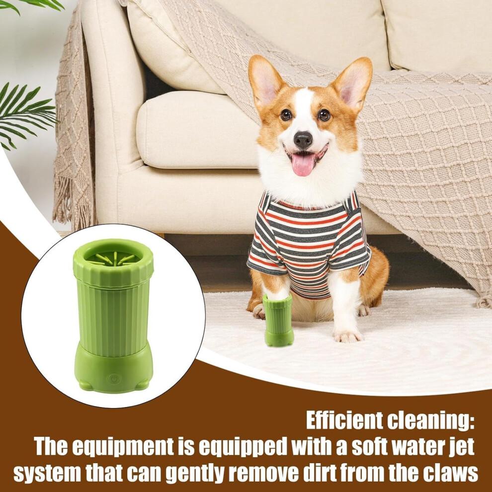 Automatic Pet Paw Washer - Portable Electric Dog Paw Cleaner, 3.74 Inch USB Rechargeable Cat Grooming Device for Muddy Claws, Green