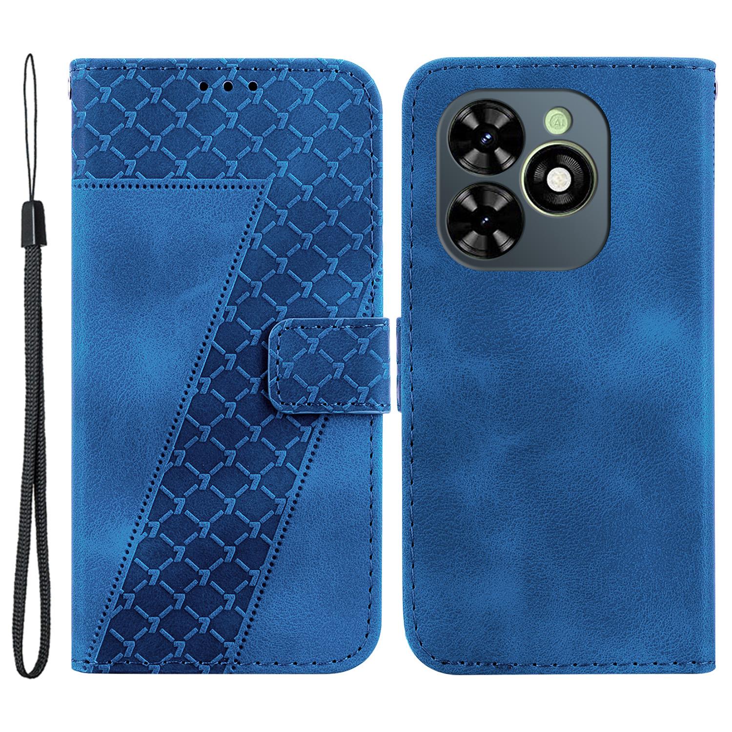

For TECNO Spark Go 2024 4G/Spark 20/Spark 20C/Pop 8 Case 7-Shape Imprint Leather Phone Wallet Cover B