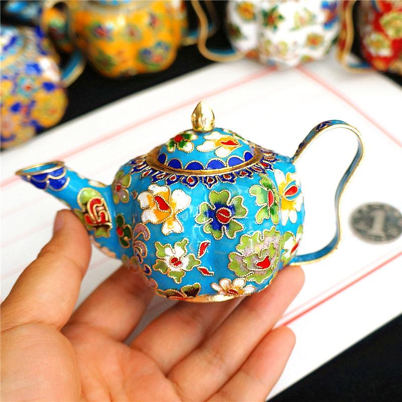 Vintage Cloisonné kleiner Topf Seltenes Antikes Kupfer Emaille Kunstwerk Heimdekoration