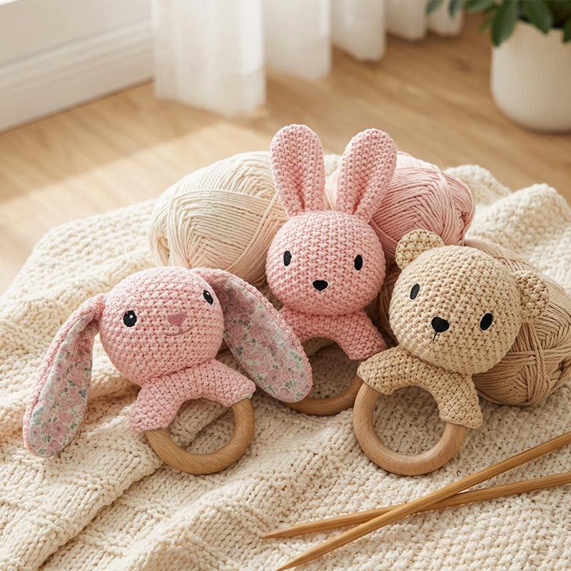 Handcrafted Crochet Rattle Rabbit Doll – Baby Teething & Soothing Toy