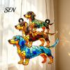 Dachshund Lover Gift Idea Hanging Ornament, Acrylic Window Sun Catcher, Cute Car Ornament Dog Decoration for Home Room Decor, Front Porch Accessory