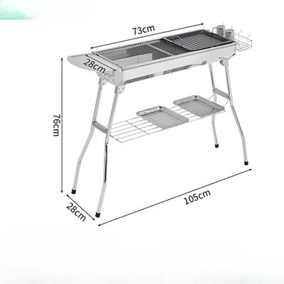 Udendørs rustfrit stål kulgrill Stor størrelse Grillværktøj Bærbar Gratis installation Håndtag Foldbar BBQ Madlavning