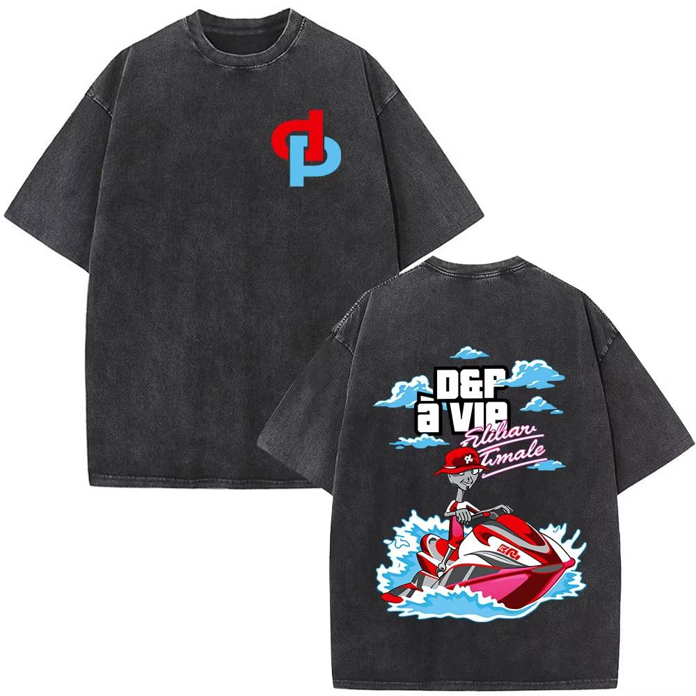 French Rapper Jul Album Merch Vintage Washed T Shirt Mens Clothing Cotton Casual Tshirts Fashion Hip Hop Short Sleeve Tshirts