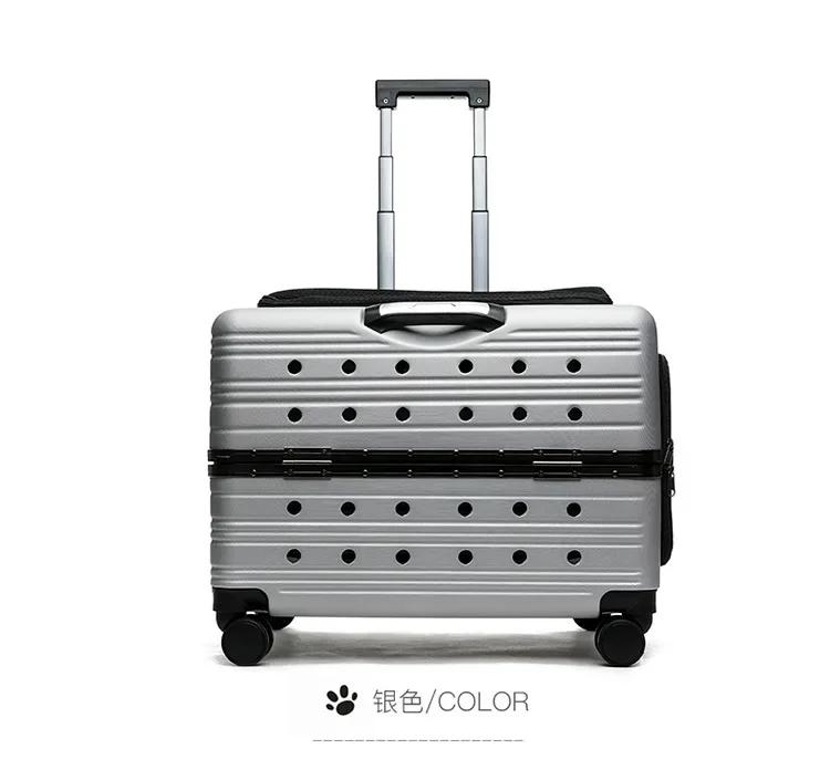 

Новый чемодан на колесиках для домашних животных, большая сумка для кошек, большая вместимость, два прозрачных чемодана для домашних животных, переносная сумка для прогулок с собакой, коляска для кошек