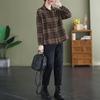 Shirt for Women    Oversize Cotton Loose Blouse Casual Long Sleeve Pullover Soft Loose Plaid Shirt Jacket Top