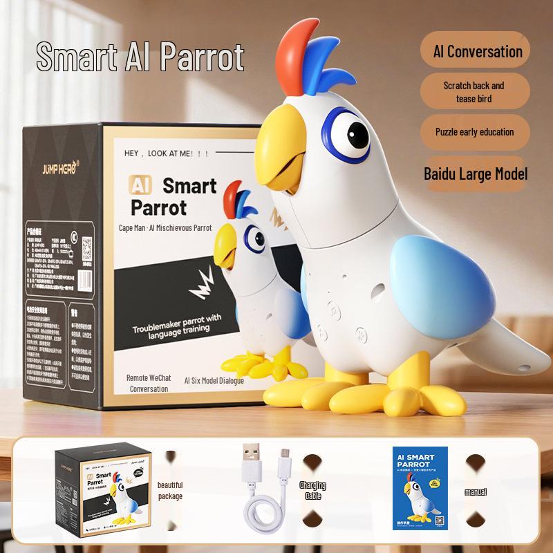 Cape Hero AI Talking Parrot: Smart Educational Toy for Kids Aged 3-6