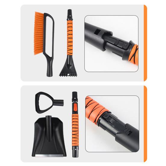 3Pcs Car Snow Removal Kit with Telescopic Foam Grip Multi-Function Wiper Ice Shovel Adjustable Length Snow Brush for Car SUV Truck