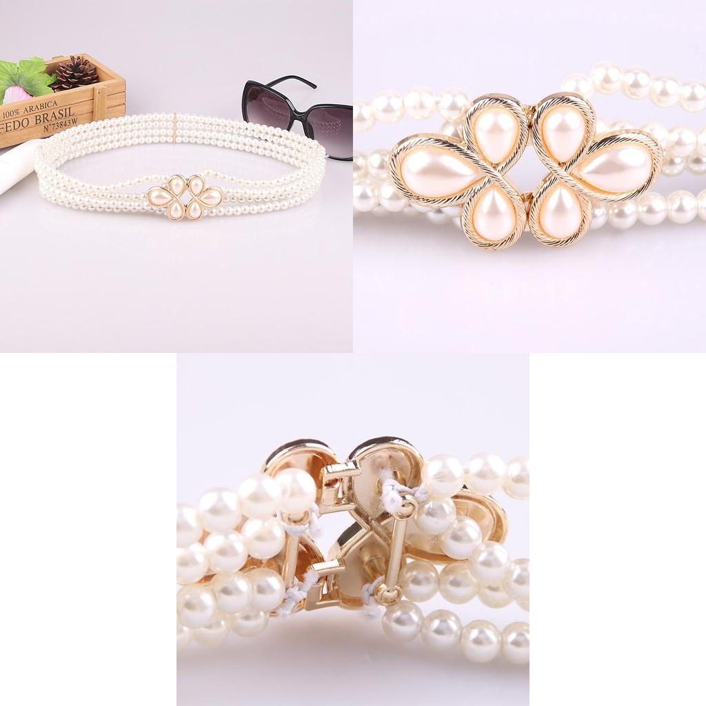 Pearl Flower Belt With Alloy Buckle For Womens Fashion And Dress Decor