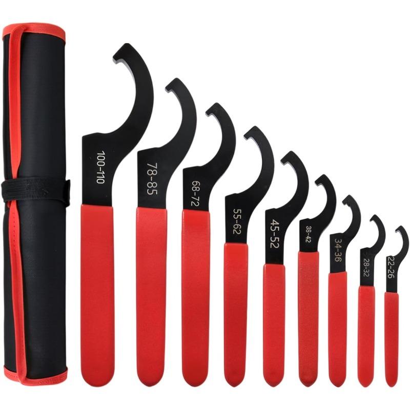 9Pcs Universal Coilover Adjustment Spanner Wrench Set Non-Slip Spanner Wrench Set Shock Wrench Adjustable Spanners. Silver