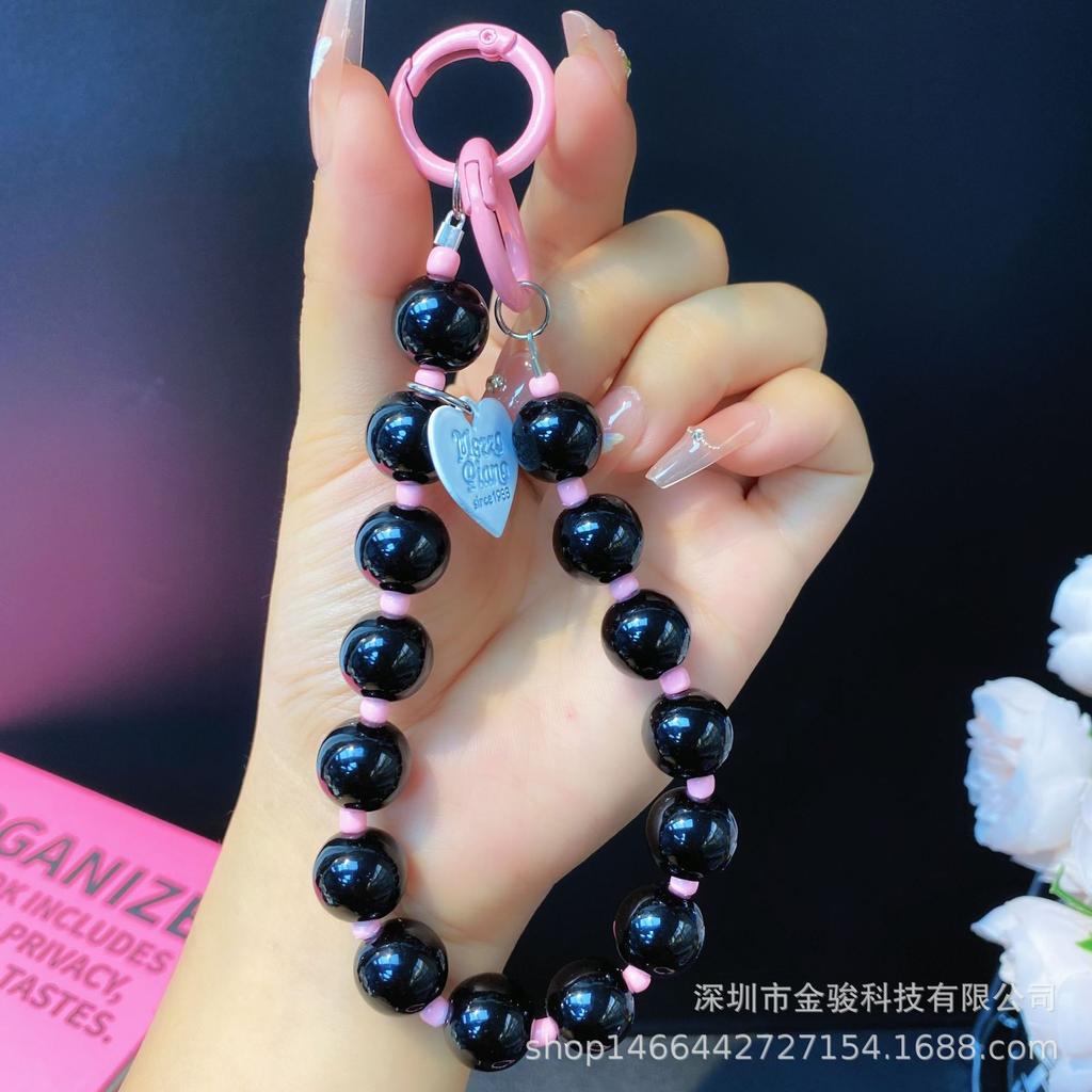 Neue Koreanische Version Ins Kreative Dopamin Handy-Hängekette Perlen-Herz-Handy-Riemen Acryl-Handy-Kette